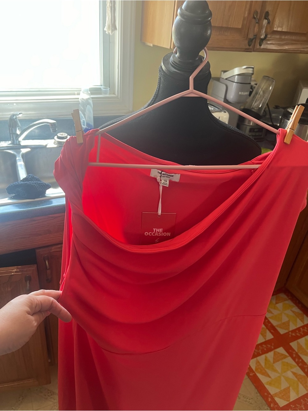 Old Navy Red one shoulder Midi Dress - Picture 5 of 9
